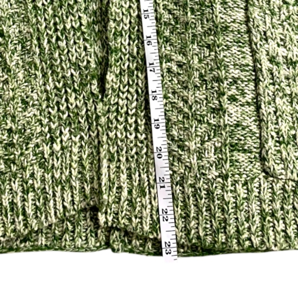 LOFT green & white short sleeve open front poncho wrap sweater size Medium - Picture 15 of 16